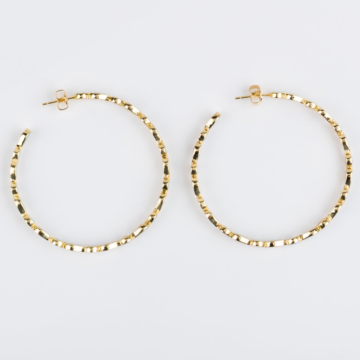 Local Eclectic Gold And Blue Opal Hoop Earrings