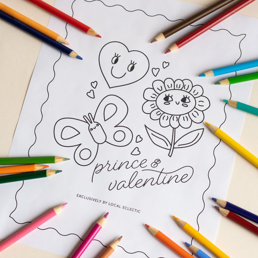Digital Download Prince and Valentine Coloring Sheet