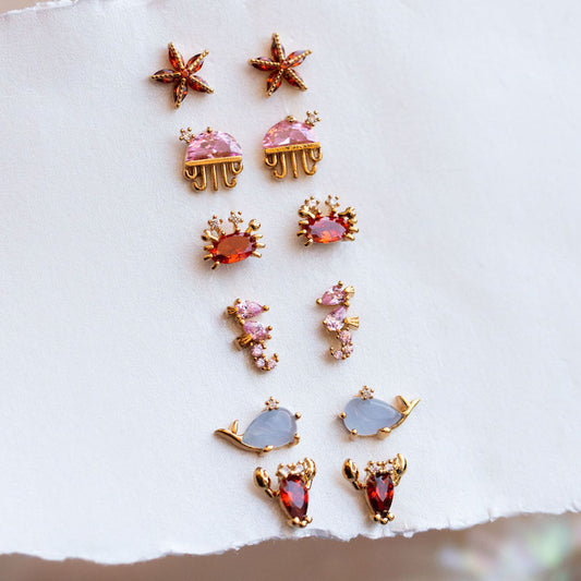 cute unique colorful sea creature inspired stud earrings