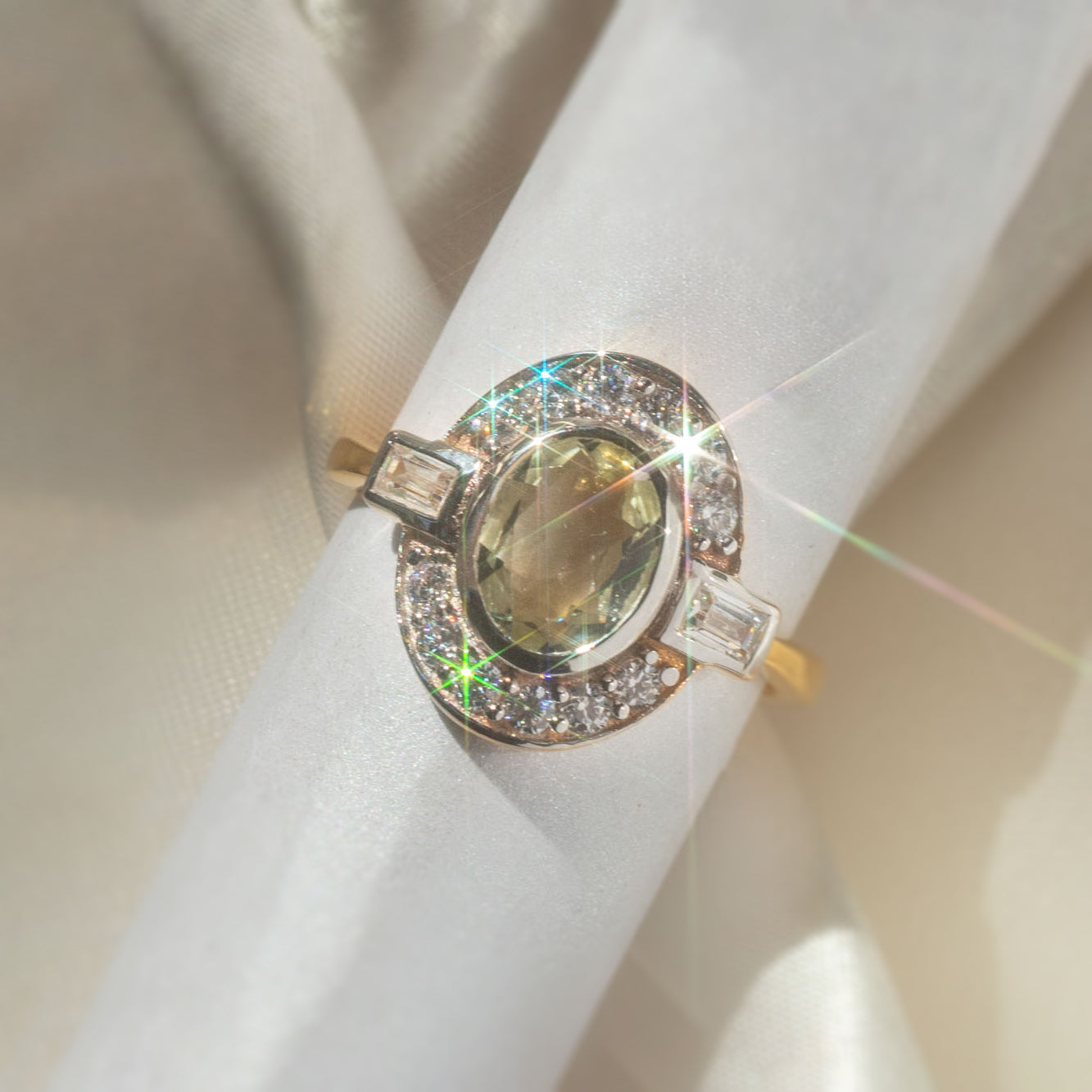 Oval Deco Green Amethyst and CZ Ring | Local Eclectic – local eclectic
