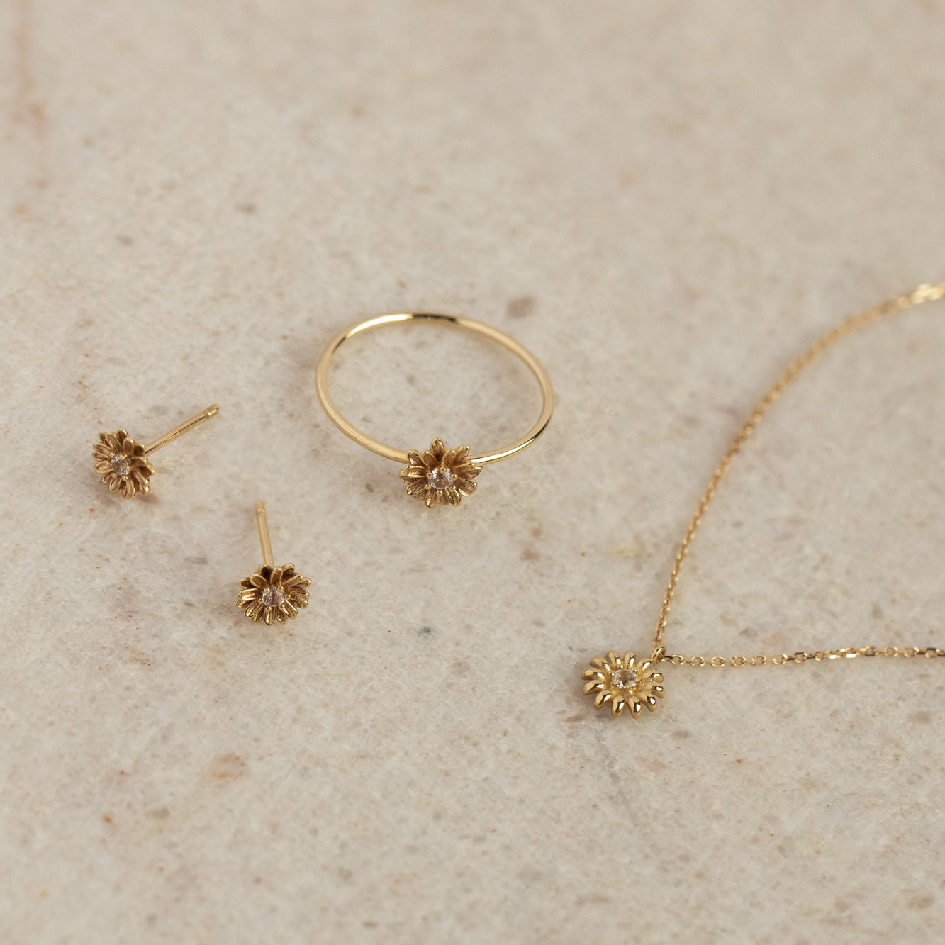 The Summer I Turned Pretty Solid Gold Daisy Ring with White Topaz
