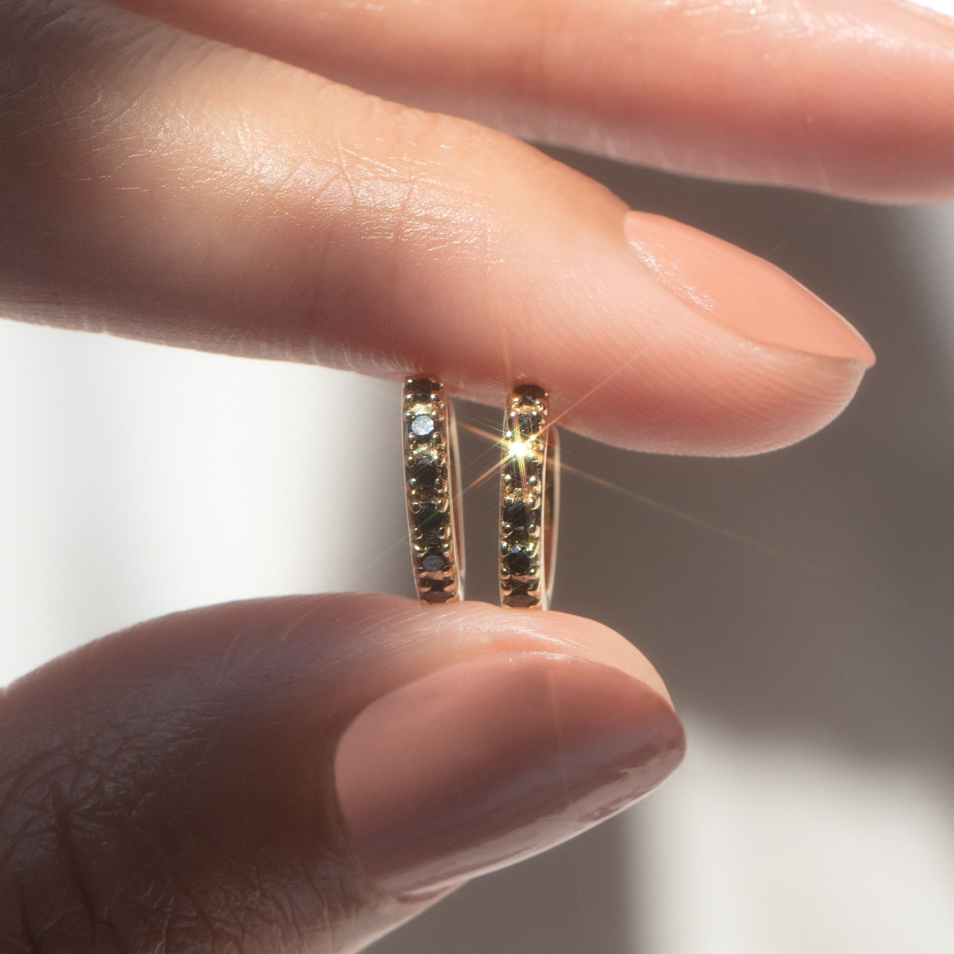 Solid Gold Black Diamond Huggie Hoops Local Eclectic – local