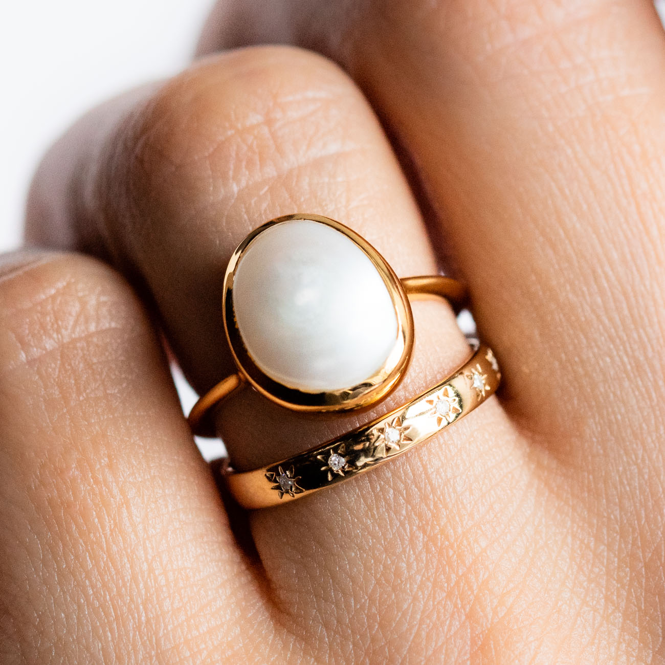 Simple Semi Precious Pearl Ring