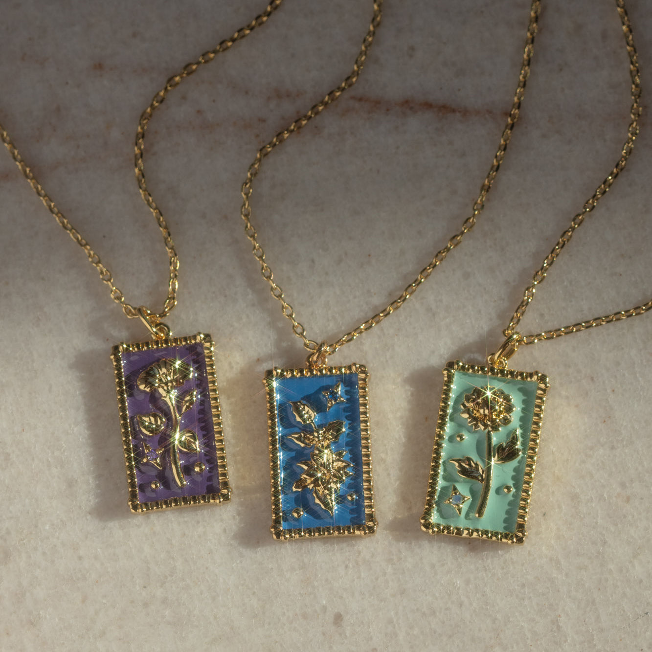 Enamel Birth Flower Pendant Necklace Local Eclectic local eclectic