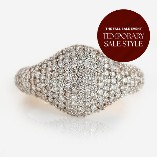 14k Solid Gold Pave Diamond Signet Ring