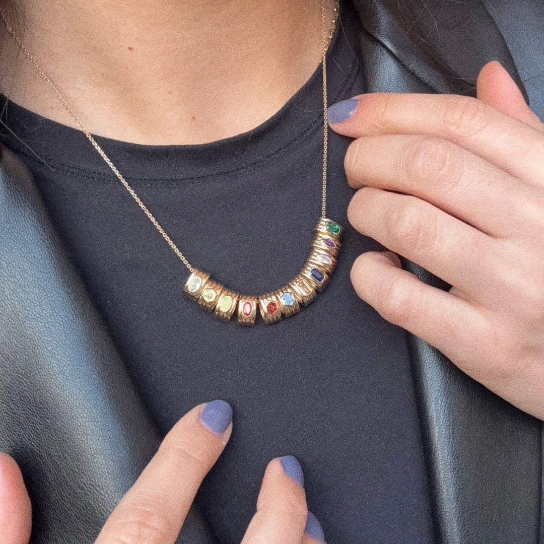 Solid Gold Bold Birthstone Spacer Charm