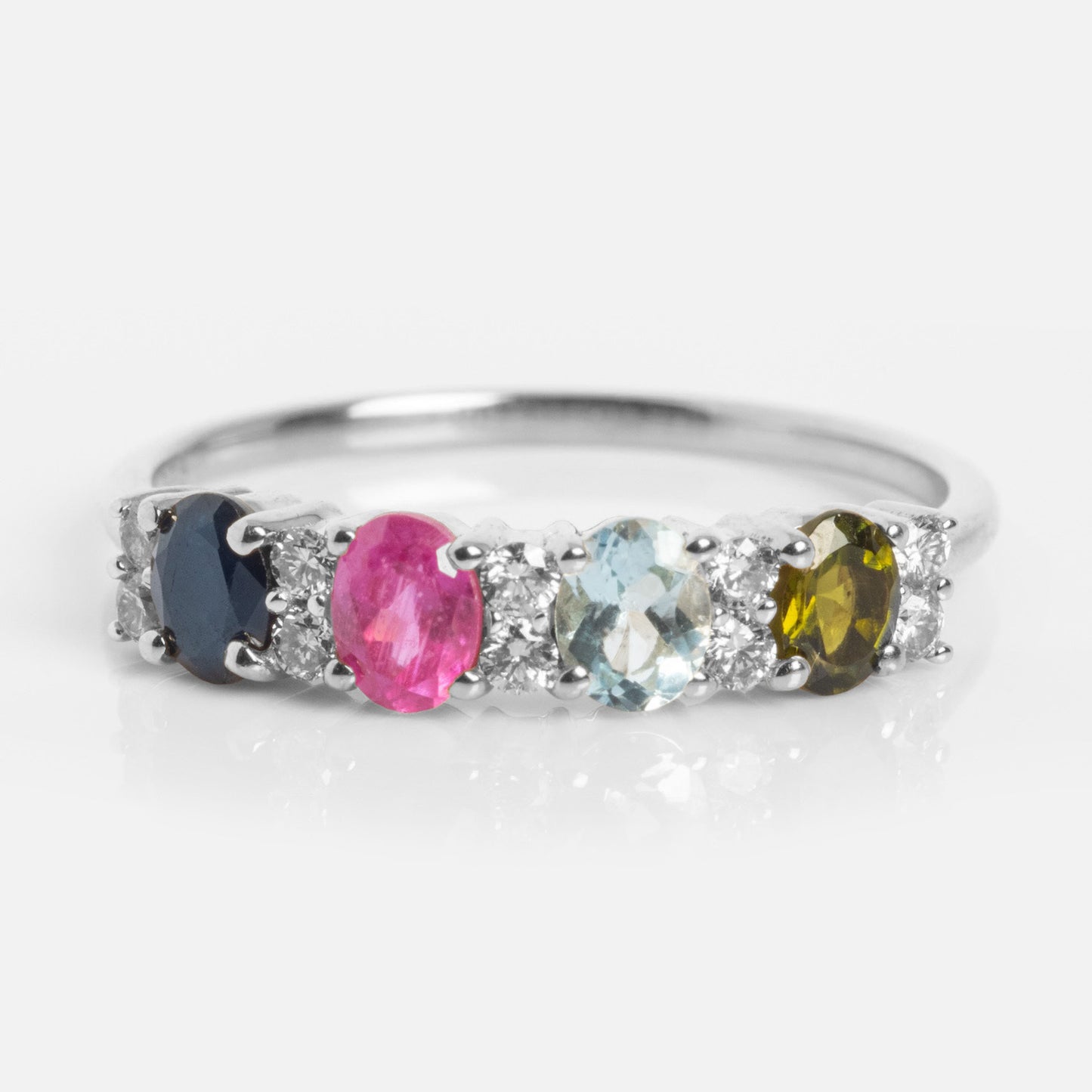Customizable Acrostic Oval Gemstone Ring