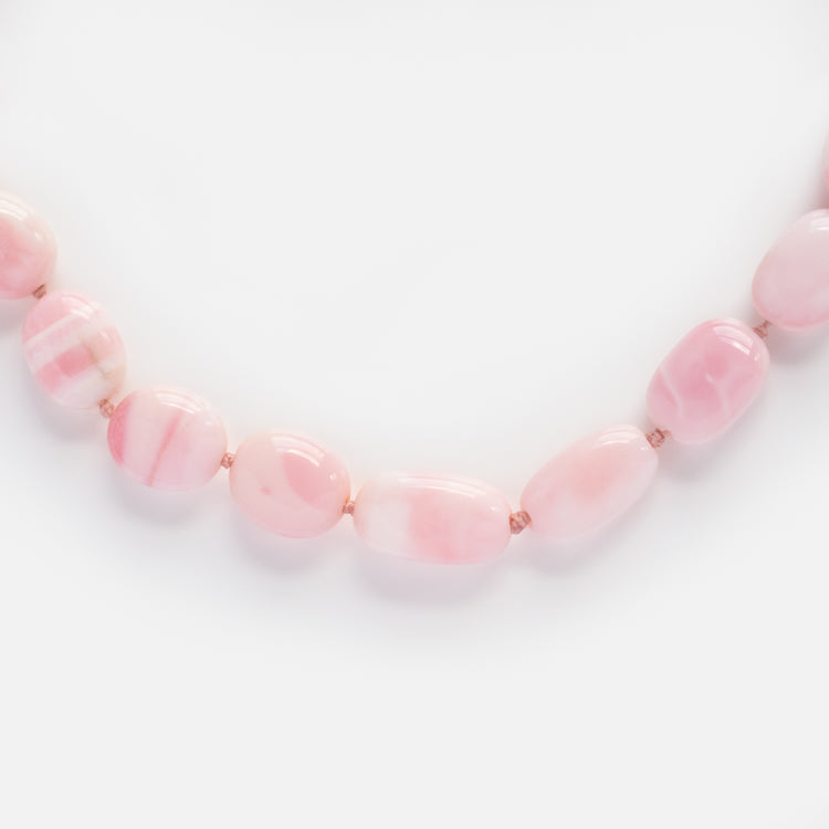 Peruvian Pink Opal Knotted Necklace