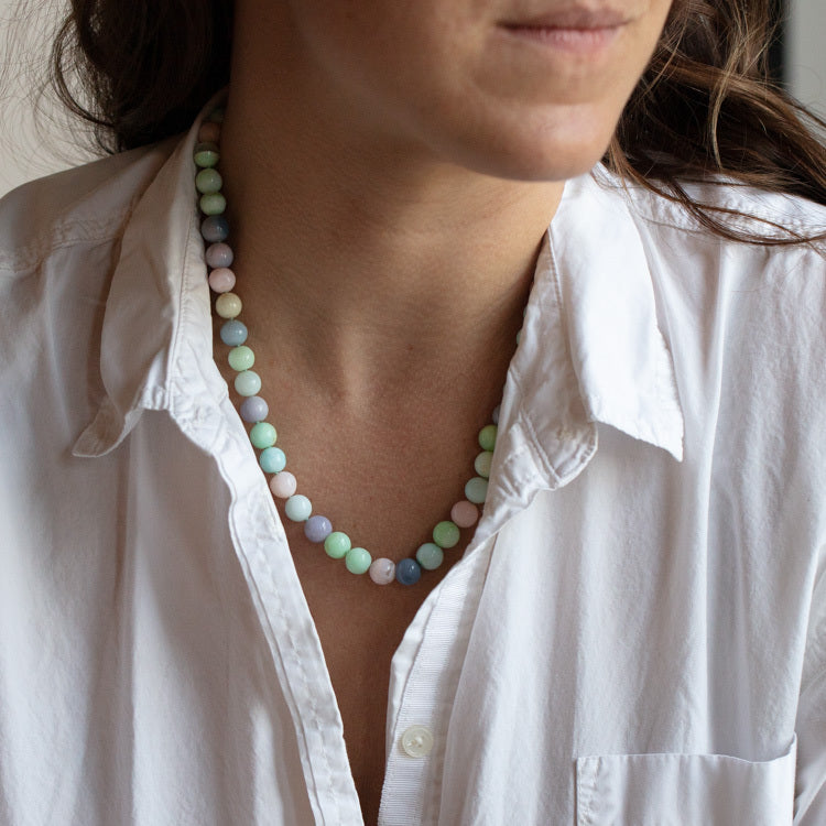 Limited Edition Mint Gumball Peruvian Candy Opal Beaded Necklace