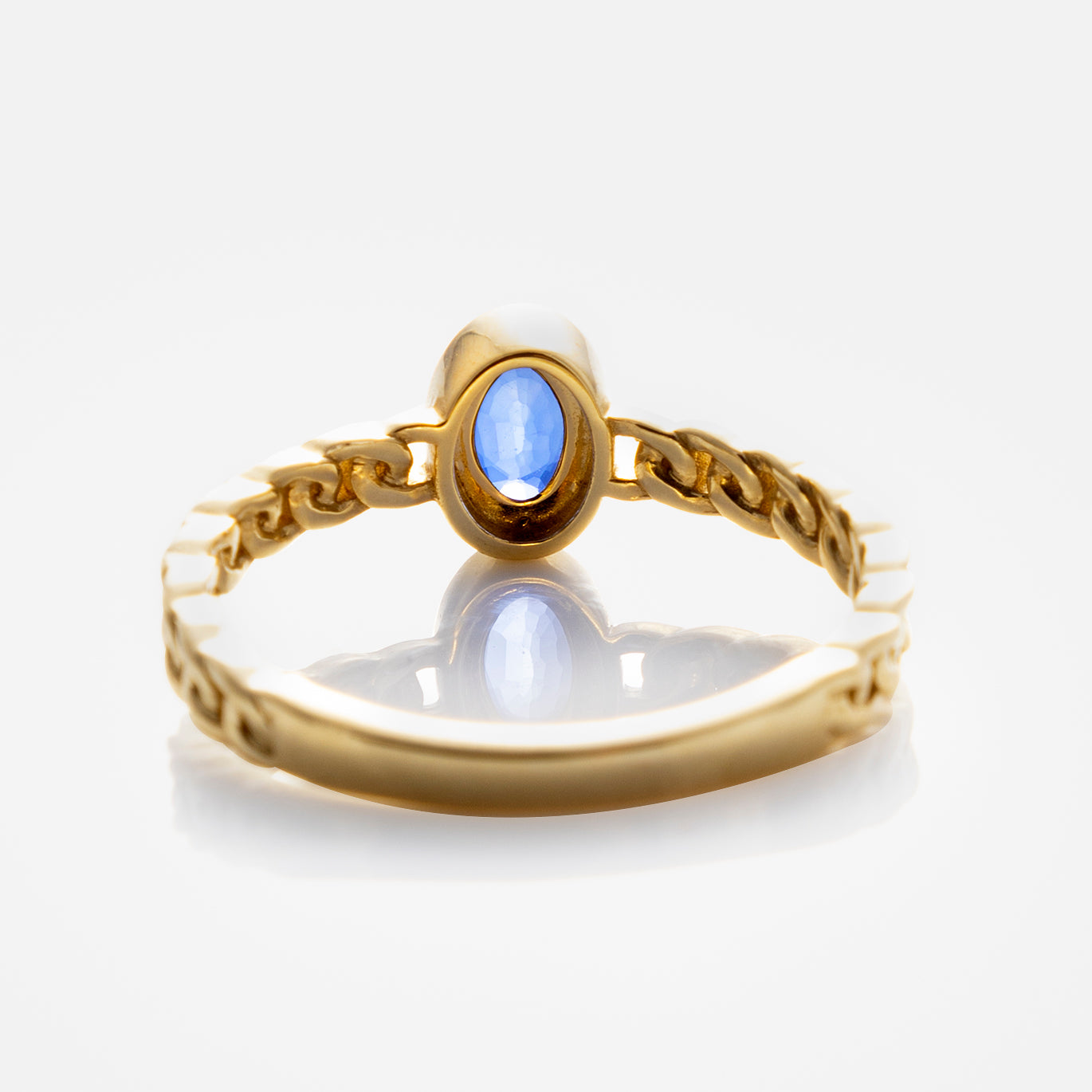 Solid Gold Blue Sapphire Chain Link Ring
