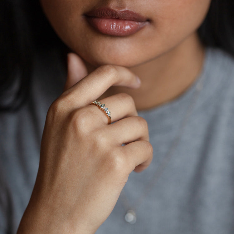 Solid Gold Something Blue Topaz Ring