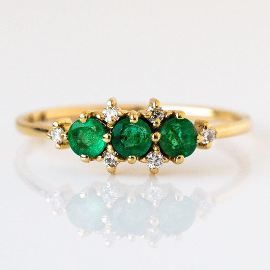 Solid Gold Emerald Celestial Wonder Ring Sample Size 8