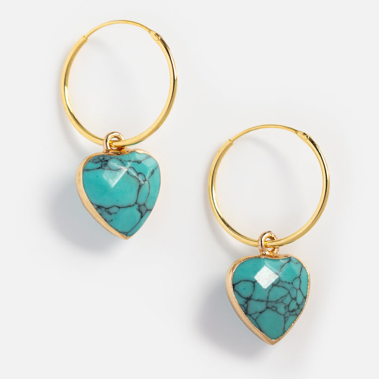Cabo Turquoise Heart Mini Hoop Earrings