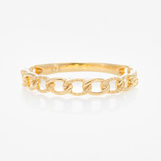 Solid Gold Textured Chain Link Ring
