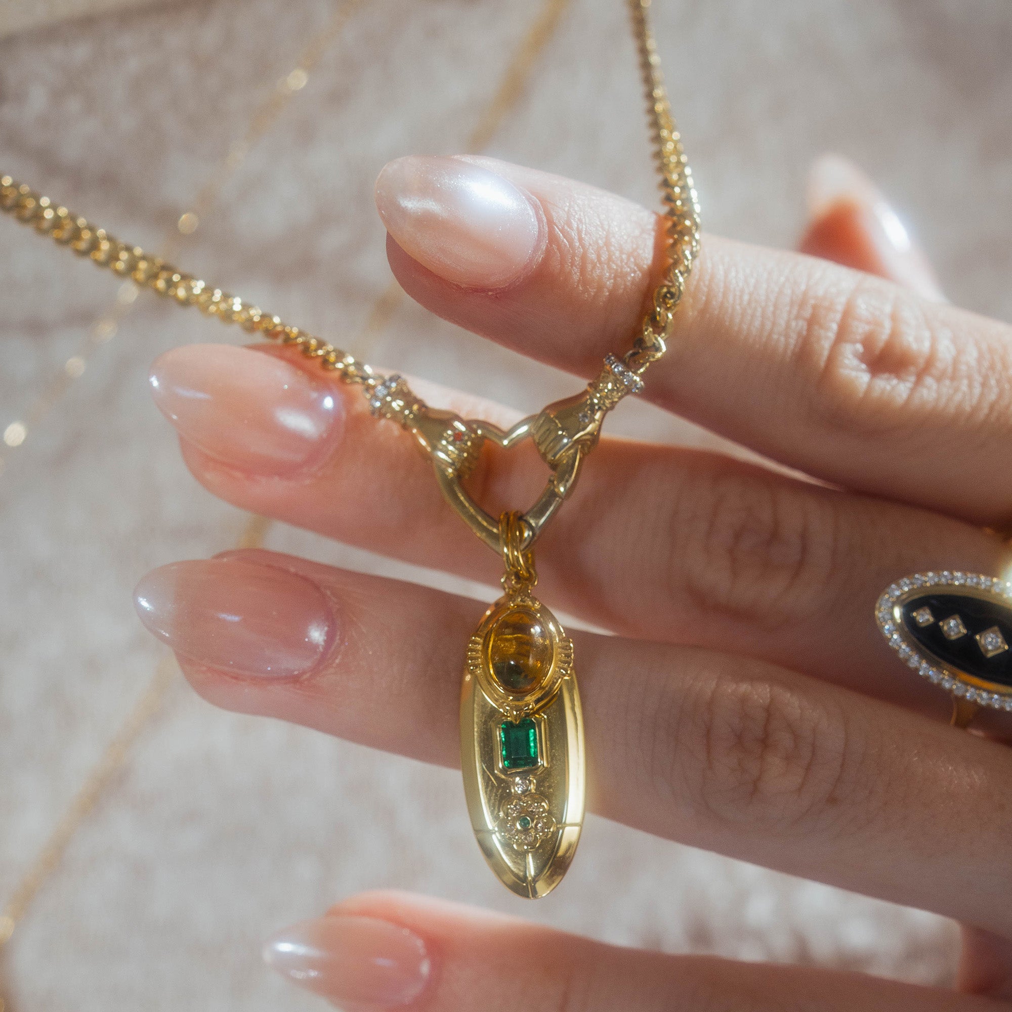Hand Over Heart Charm Holder Necklace | Local Eclectic – local