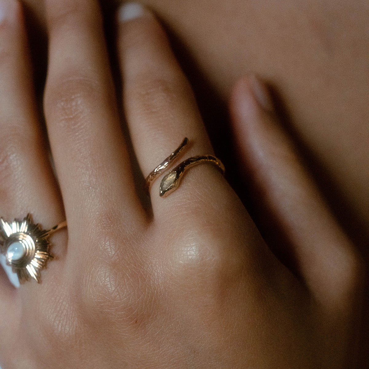 Mystic Serpent Ring in Labradorite