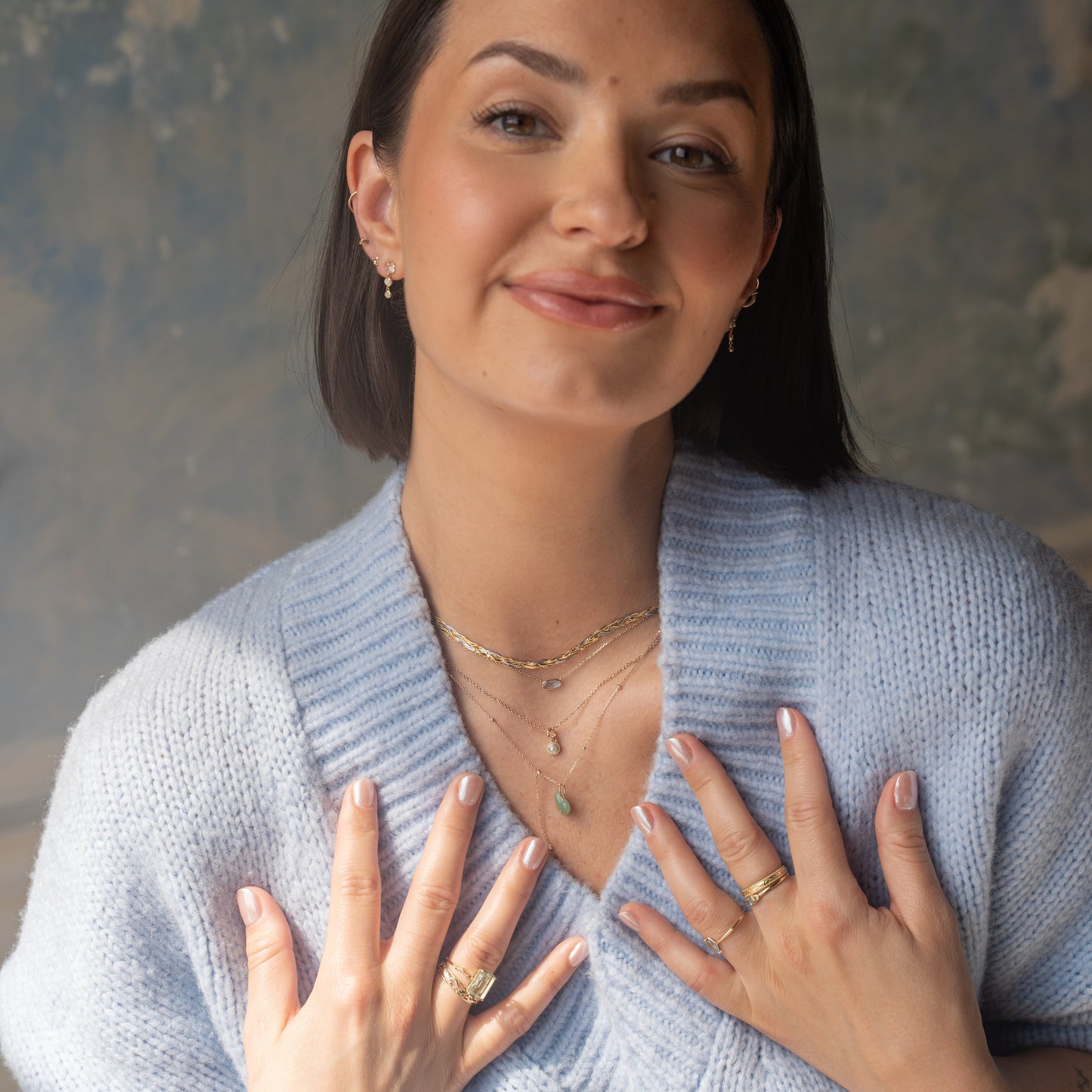 Solid Gold Dewdrop Green Amethyst Statement Ring