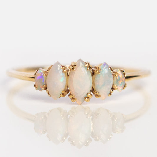Solid Gold Essential Marquise Cluster Ring in Opal