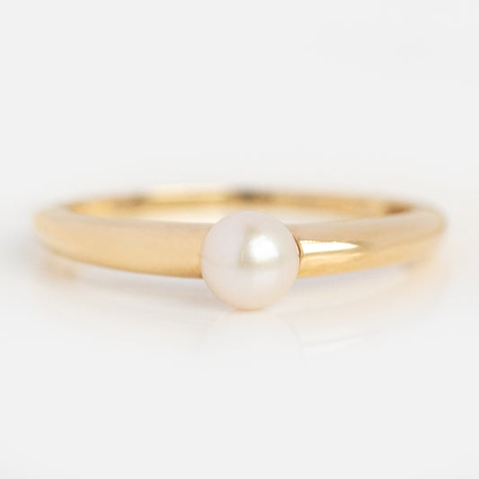 Solid Gold Bold Pearl Ring