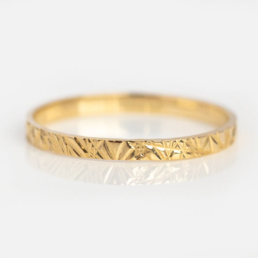 Solid Gold Etched Band Ring