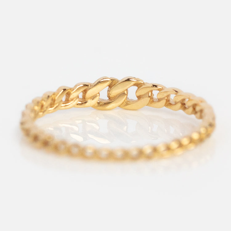 Solid Gold Bold Chain Link Ring