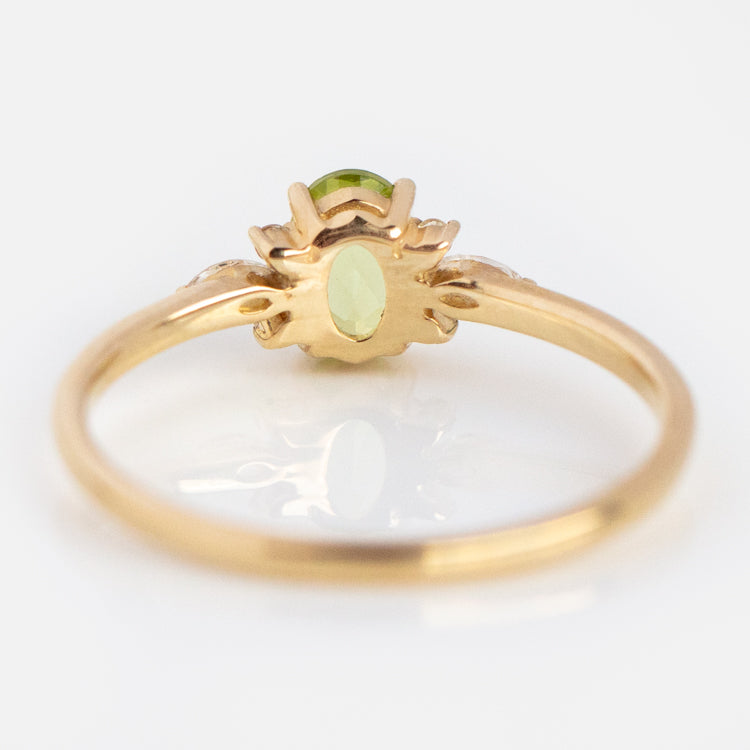 Solid Gold August Capsule Peridot Cluster Ring