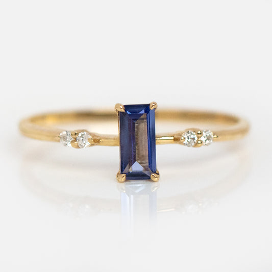 Solid Gold September Capsule Blue Sapphire Baguette Ring