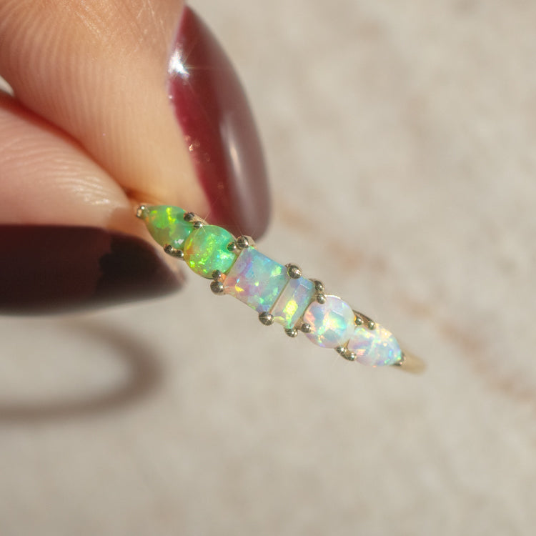 Solid Gold Modern Ombre Birthstone Ring