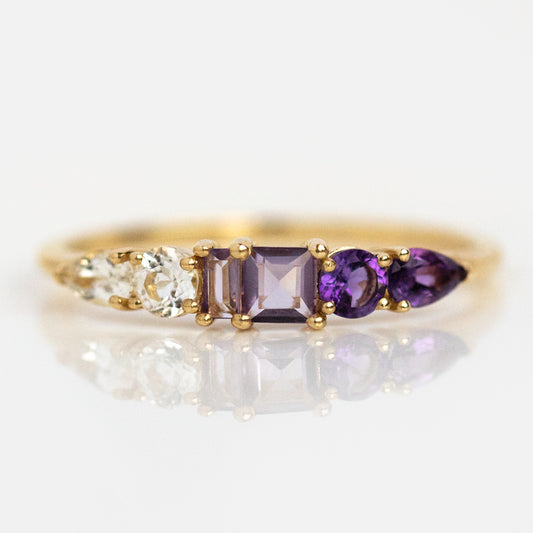 Solid Gold Modern Ombre Birthstone Ring