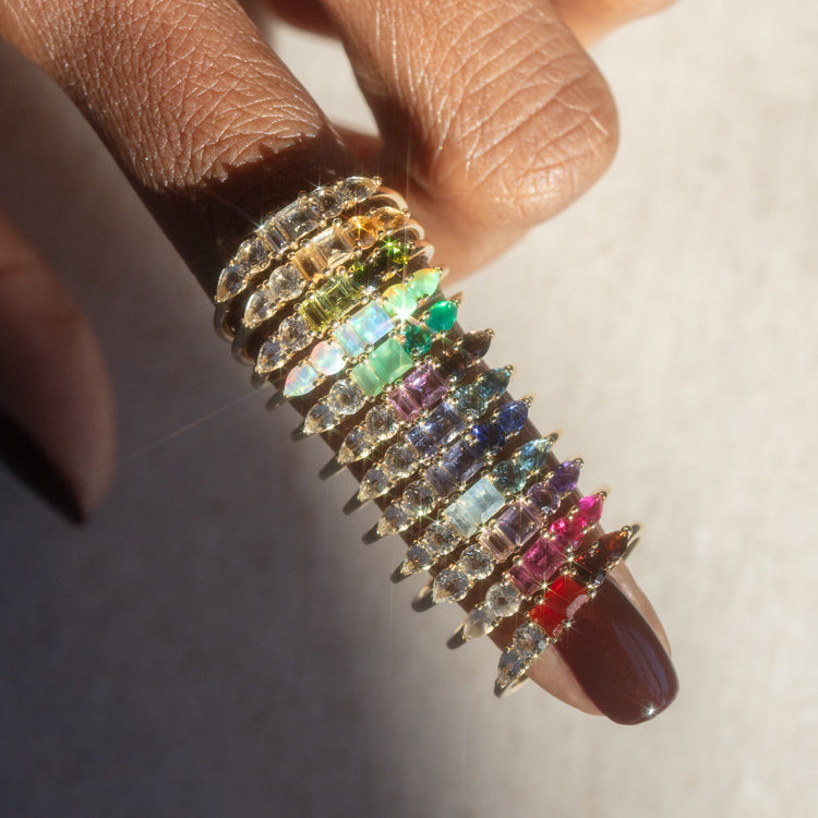 Solid Gold Modern Ombre Birthstone Ring Local Eclectic – local