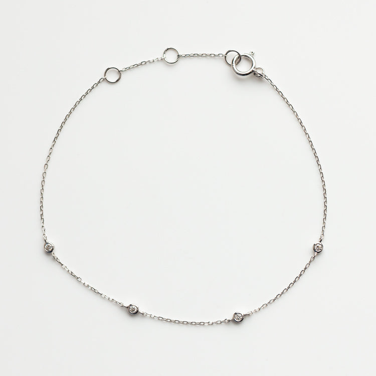 Dainty Solid Gold Diamond Bracelet Chain