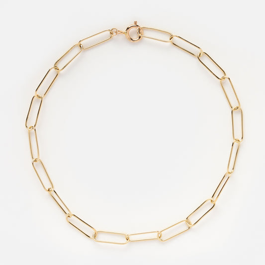 Solid Gold Paperclip Chain Bracelet