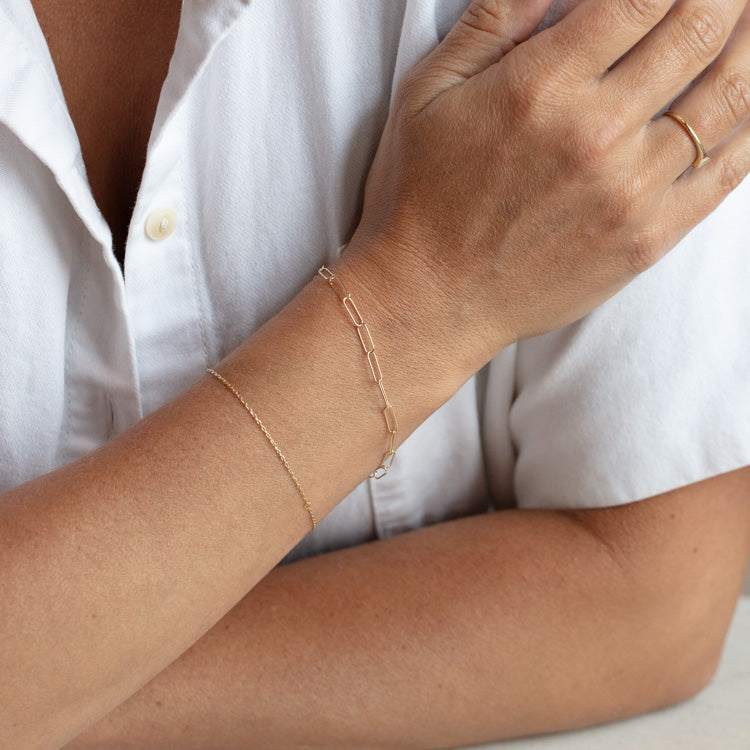 Solid Gold Paperclip Chain Bracelet