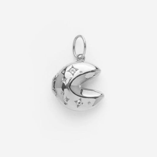 Solid Gold Locket Charm in White Gold