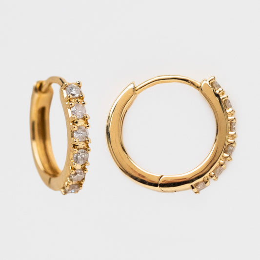 Solid Gold Diamond Huggie Hoops