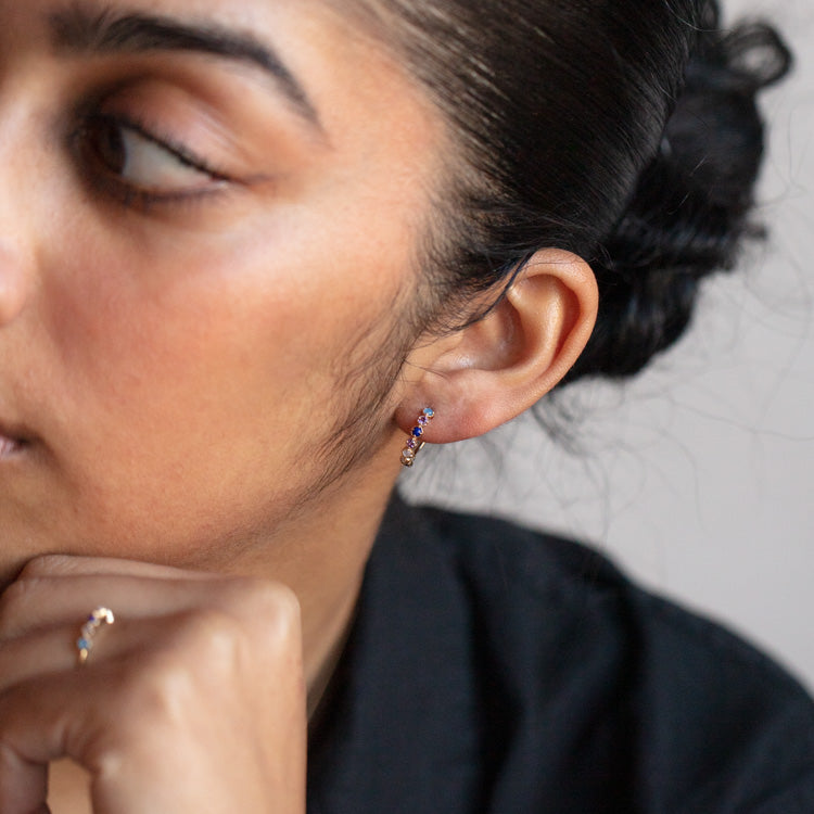 Solid Gold Balance Acrostic Earrings Sample