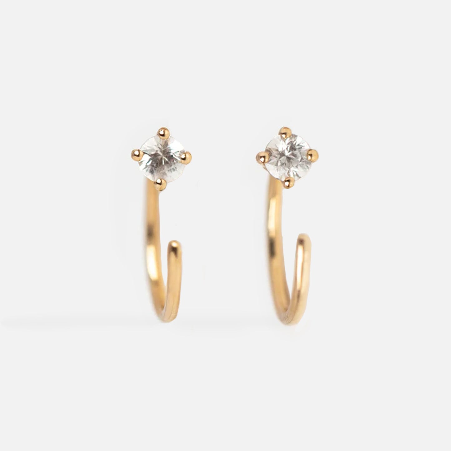 Solid Gold White Sapphire Ear Huggers