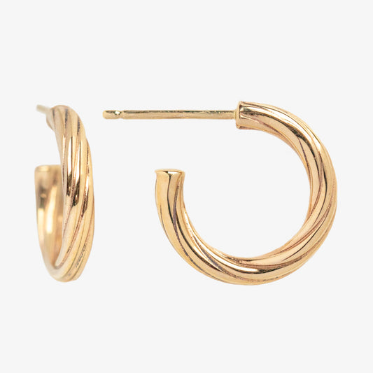 Solid Gold Bold Twisted Huggie Hoops