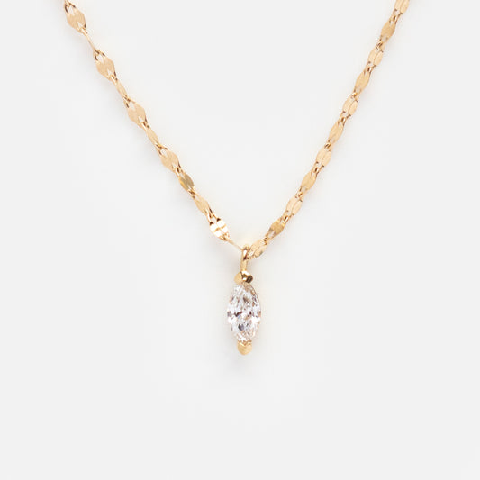 Solid Gold April Capsule Marquise Diamond Pendant Necklace Sample