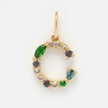 Solid Gold Gemstone Letter Charm