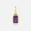Solid Gold Birthstone Baguette Charm