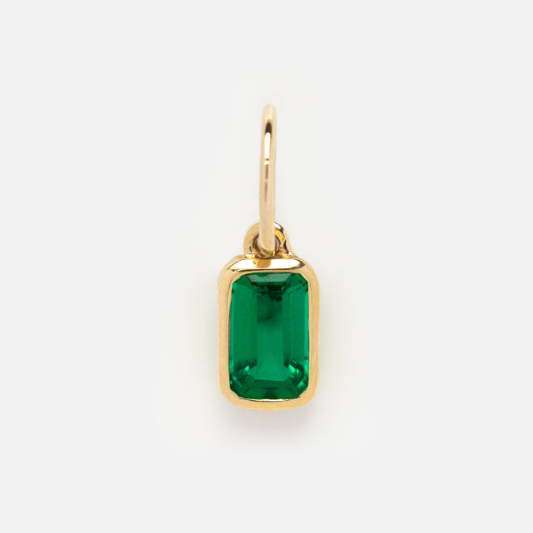 Solid Gold Birthstone Baguette Charm