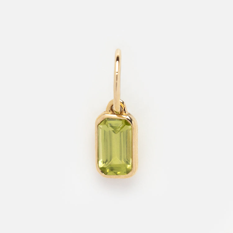 Solid Gold Birthstone Baguette Charm