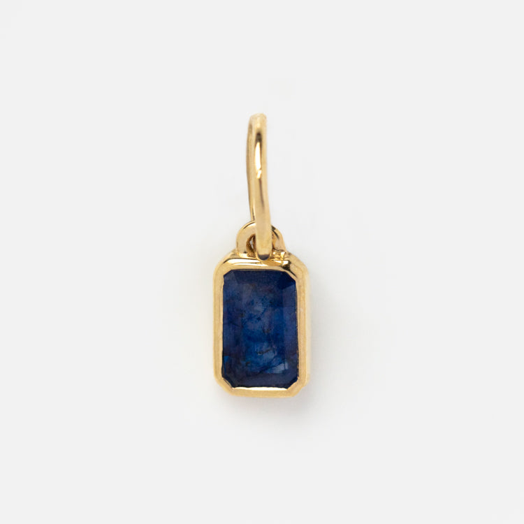 Solid Gold Birthstone Baguette Charm