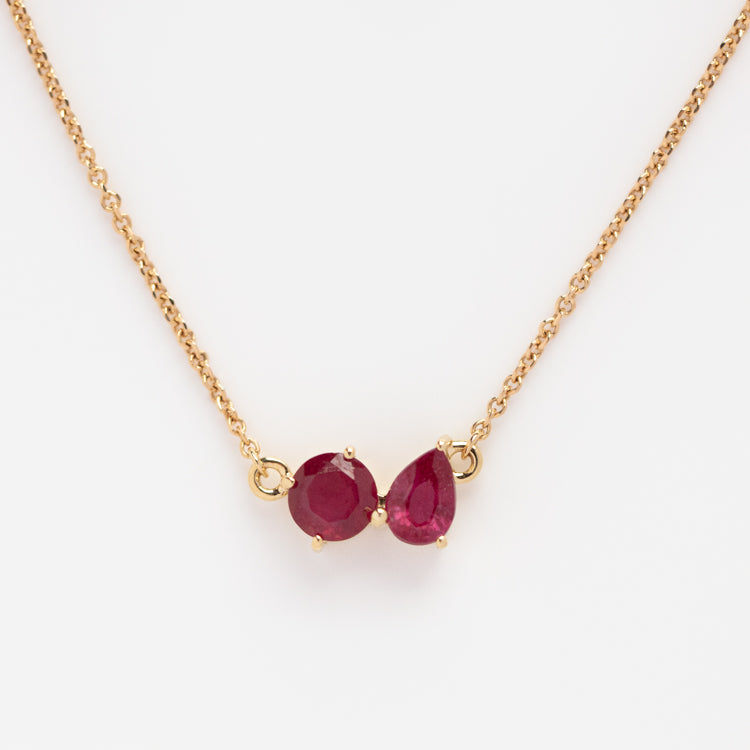 Solid Gold July Capsule Ruby Toi et Moi Necklace