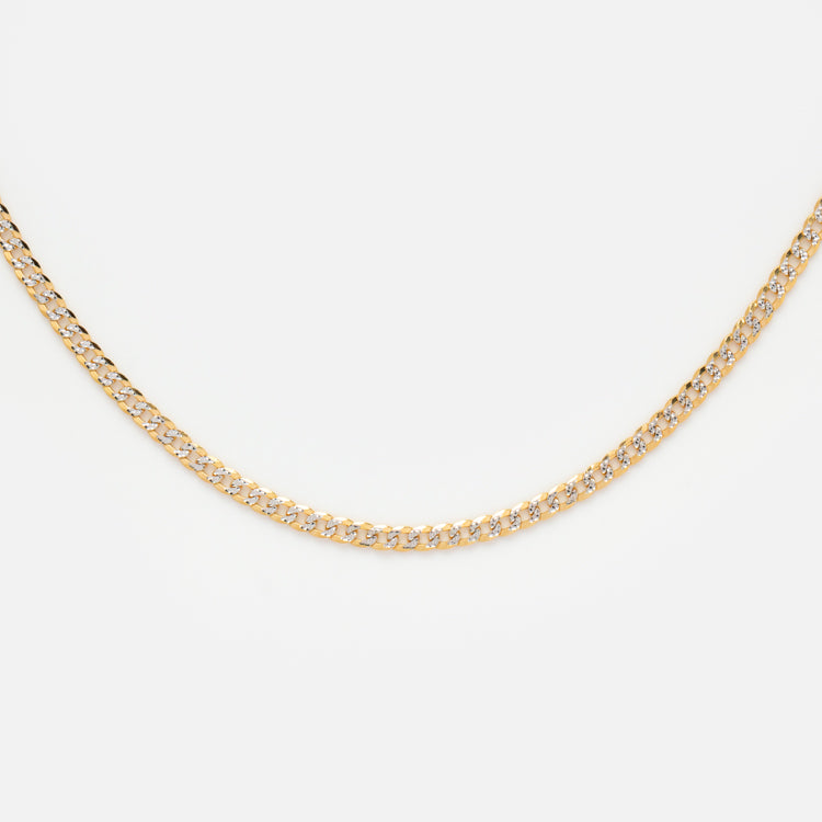 Solid Gold Mixed Metal Curb Chain Necklace