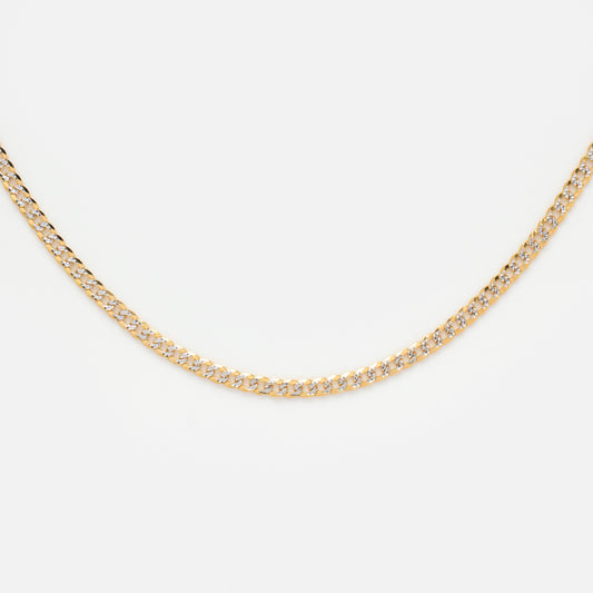 Solid Gold Mixed Metal Curb Chain Necklace