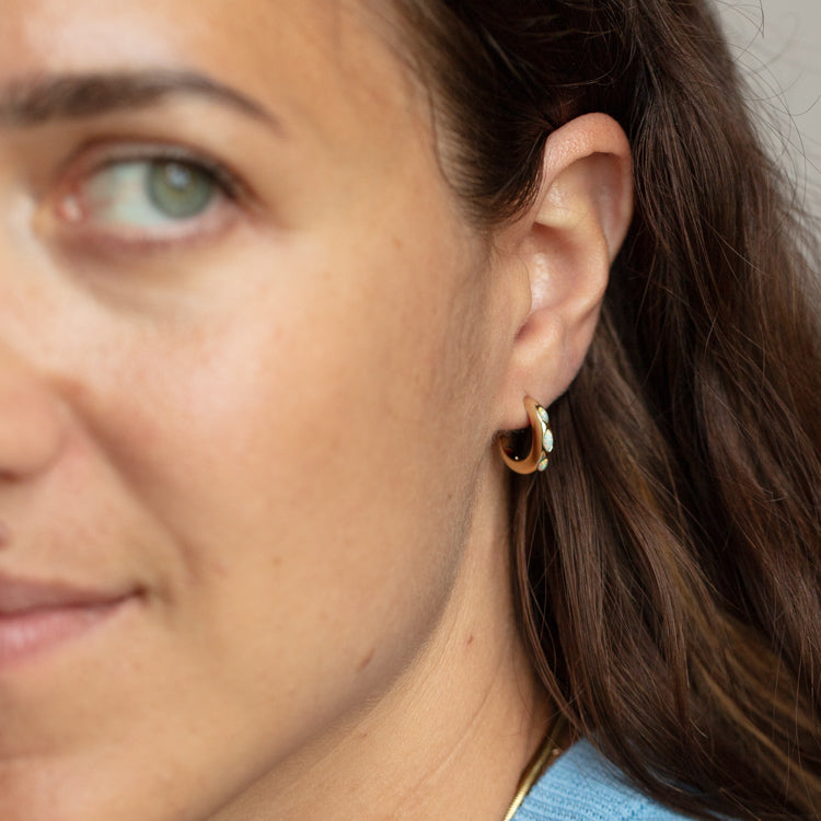 January Opal Huggie Earrings