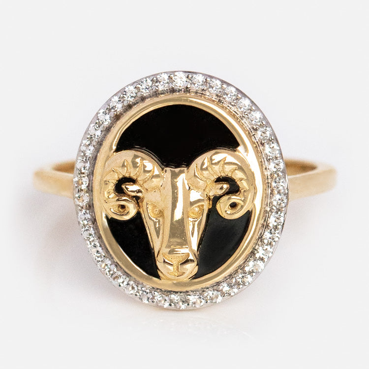 Solid Gold Black Onyx Zodiac Ring | Local Eclectic – local eclectic
