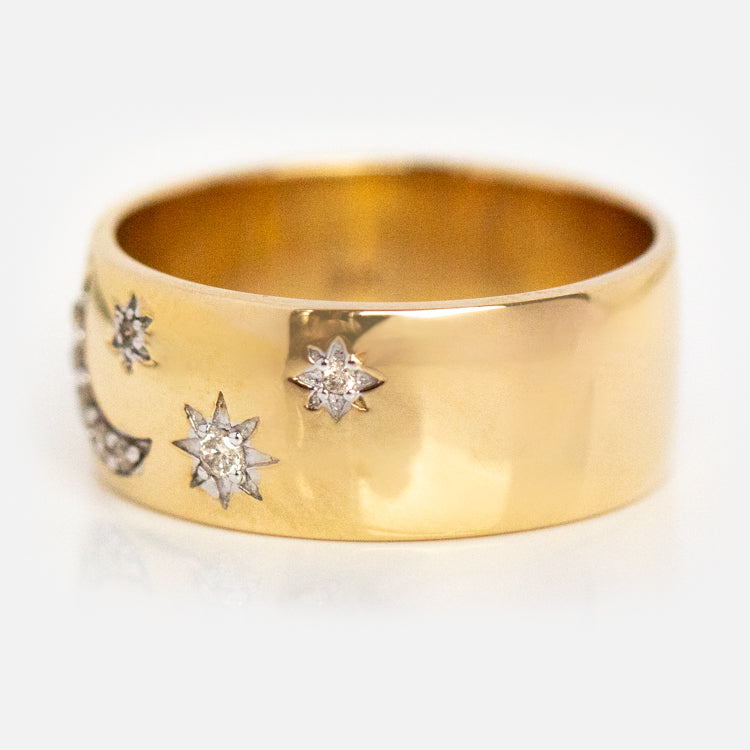 14K Gold and Diamond Bombe Ring Starset